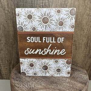 Rustic Home Wood Sign 6.5 x 5 Love Home Decor Desk Table Picture Carved Wood Sun
